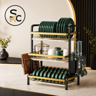 3-Step Stainless Steel Dish Rack with Accessories