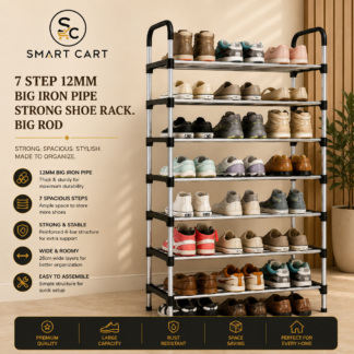 7 STEP 12MM BIG IRON PIPE STRONG SHOE RACK.