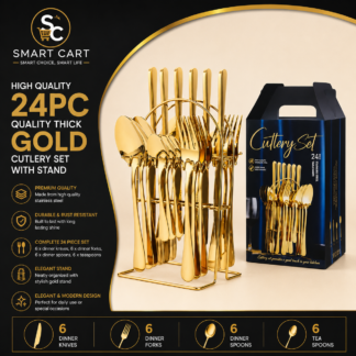 High quality 24PC QUALITY THICK GOLD CUTLERY SET WITH STAND