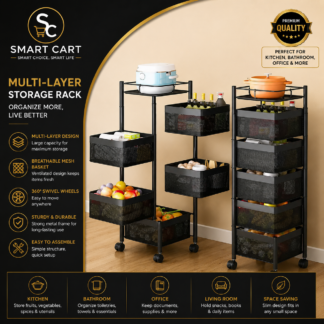 4 and 5 LAYER BOX SHAPE 360 DEGREE ROTATING FRUIT,VEGETABLE TROLLEY RACK WITH WHEELS