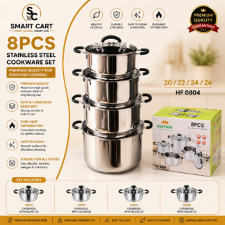 8PC HOFFNER 0804 QUALITY STAINLESS COOKWARE SET SIZE 20,22,24,26CM