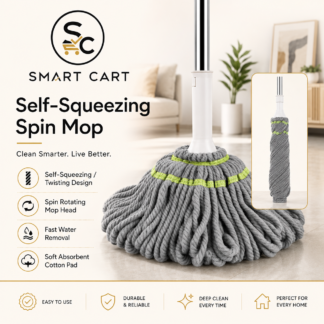 SELF SQUEEZING OR TWISTING SPIN ROTATING COTTON PAD MOP(GREY AND GREEN COLOR)