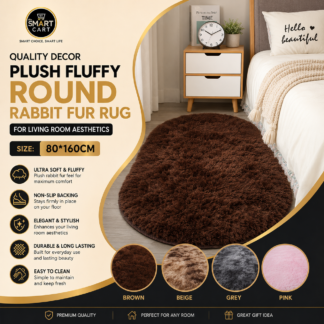 80*160CM QUALITY DECOR PLUSH FLUFFY ROUND RABBIT FUR RUG FOR LIVING ROOM AESTHETICS