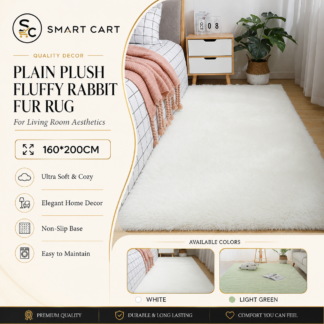 160*200CM QUALITY DECOR PLAIN PLUSH FLUFFY ROUND RABBIT FUR RUG FOR LIVING ROOM AESTHETICS
