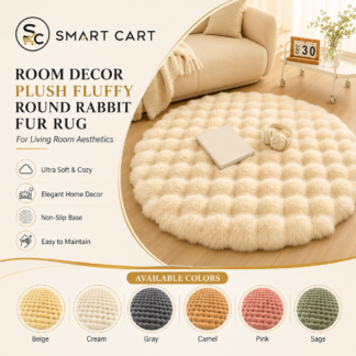 80CM ROOM DECOR PLUSH FLUFFY ROUND RABBIT FUR RUG FOR LIVING ROOM AESTHETICS