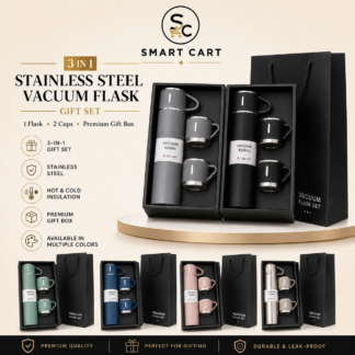 HIGH QUALITY 3 IN1 STAINLESS STEEL VACUUM FLASK 500ML(COMES IN A BEAUTIFUL BLACK BOX)