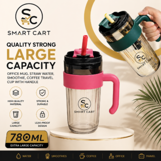 780ML QUALITY STRONG LARGE CAPACITY OFFICE MUG,STRAW WATER,SMOOTHIE,COFFEE TRAVEL CUP WITH HANDLE