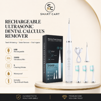 RECHARGEABLE ULTRASONIC DENTAL CALCULUS REMOVER,TEETH WHITENING,TARTAR REMOVER ORAL IRRIGATOR(Comes with 3 replaceable brush,2 different medical steel cleaning head,mouth mirror)