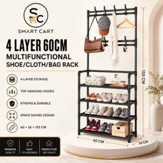 4 LAYER 60CM MULTIFUNCTIONAL SHOE/CLOTH/BAG RACK