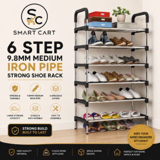 6 STEP 9.8MM MEDIUM IRON PIPE STRONG SHOE RACK(COMES IN A CARTON)