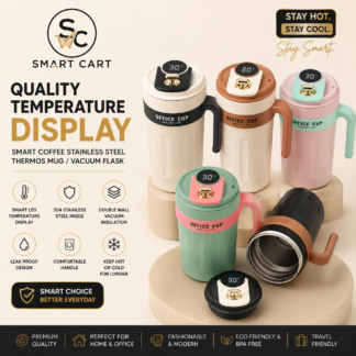 680ML BIG SIZE QUALITY TEMPERATURE DISPLAY SMART COFFEE STAINLESS STEEL THERMOS MUG/VACUUM FLASK 24hrs For hot or Cold)