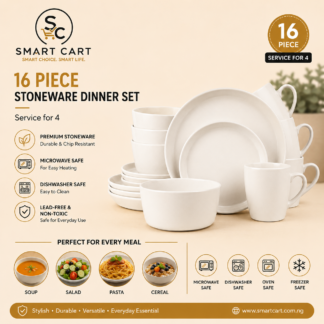QUALITY 16PC EUROPEAN LUXURY FINE CERAMIC STONEWARE DINNER SET•••WHTE