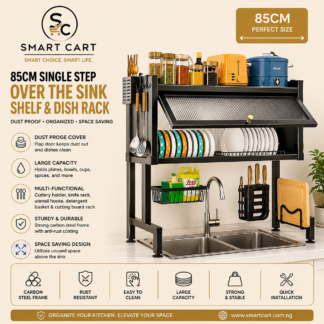 85CM SINGLE STEP DUST PROOF OVER THE SINK SHELF,DISH RACK,CUTLERY/UTENSILS HOLDER