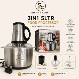 3IN1 5LTR FOOD PROCESSOR WITH GARLIC PEELER,WHISK