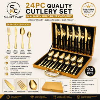 24PC QUALITY CUTLERY SET IN A FANCY GOLD BRIEF CASE/BOX(Highest quality)