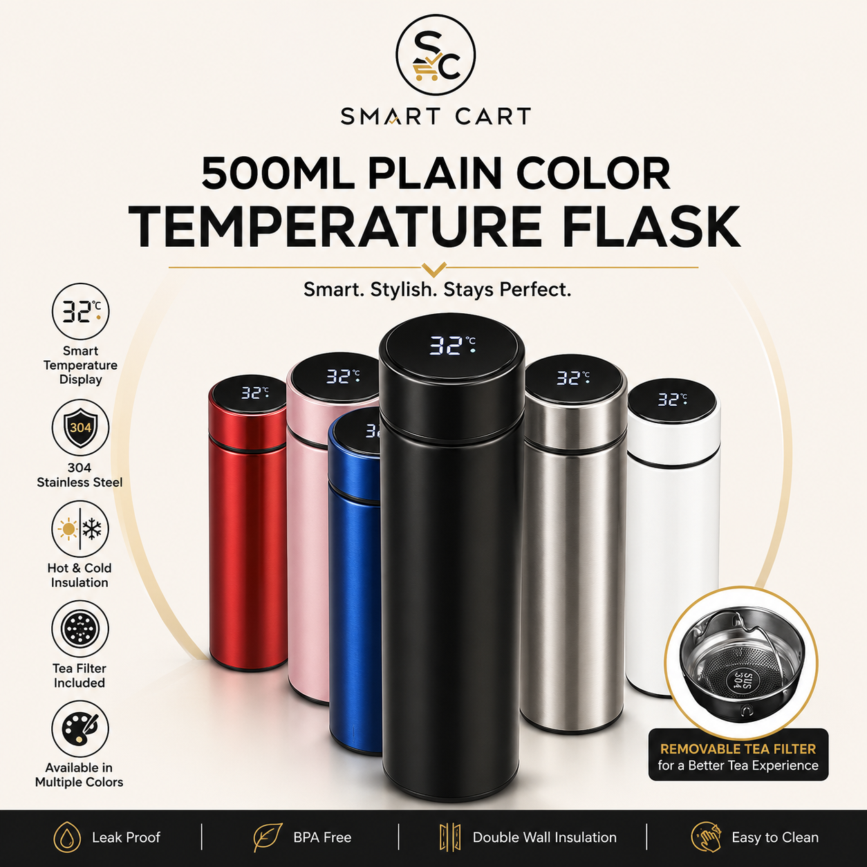 500ML PLAIN COLOR TEMPERATURE FLASK