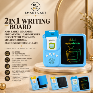 2IN1 WRITING BOARD AND EARLY LEARNING EDUCATIONAL CARD READER DEVICE WITH 255 CARDS 510 AUDIOBOOKS,ALSO SING KIDDIES LULLABY