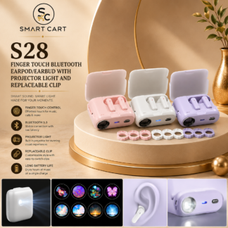 S28 FINGER TOUCH BLUETOOTH EARPOD/EARBUD WITH PROJECTOR LIGHT AND REPLACEABLE CLIP