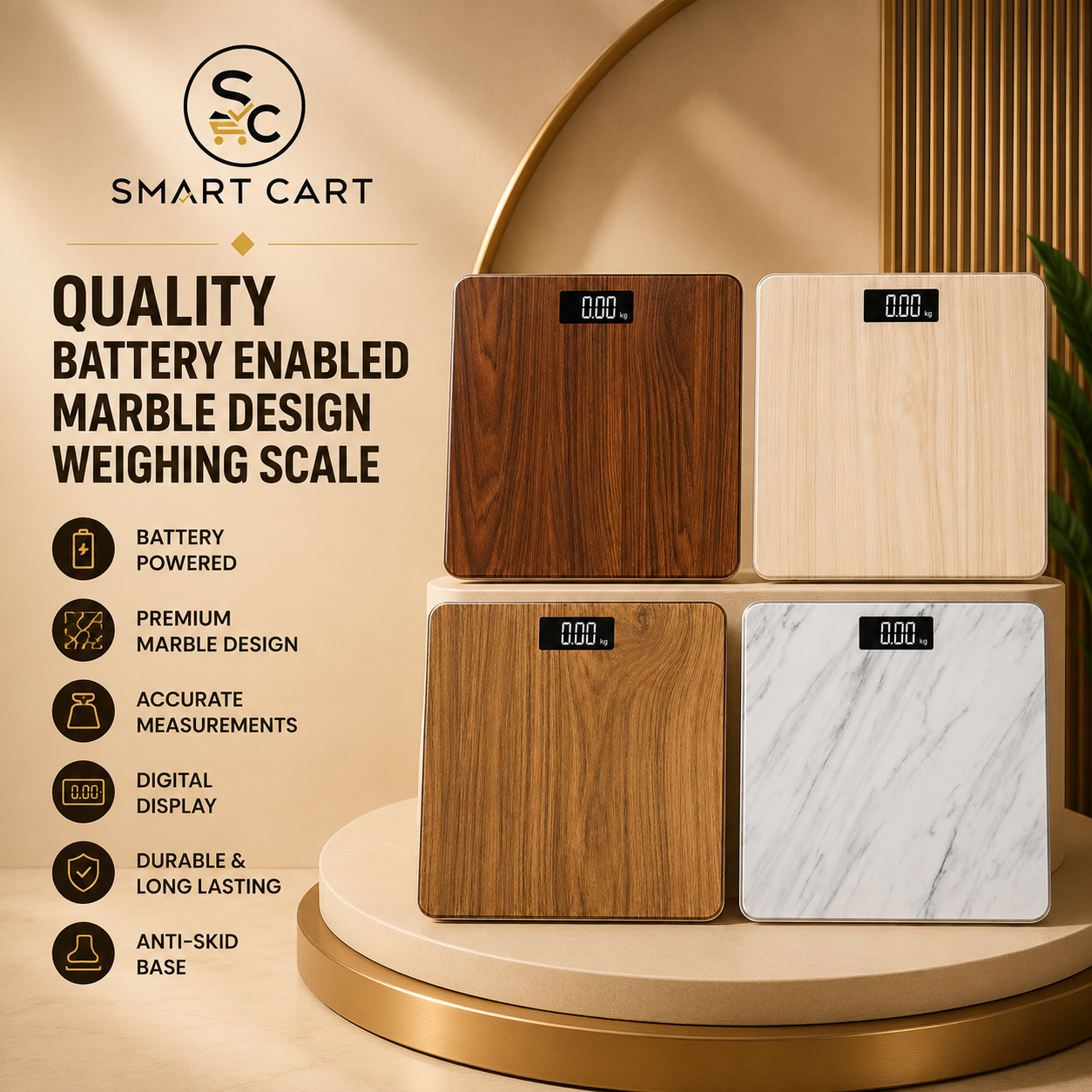 QUALITY BATTERY ENABLED MARBLE DESIGN WEIGHING SCALE