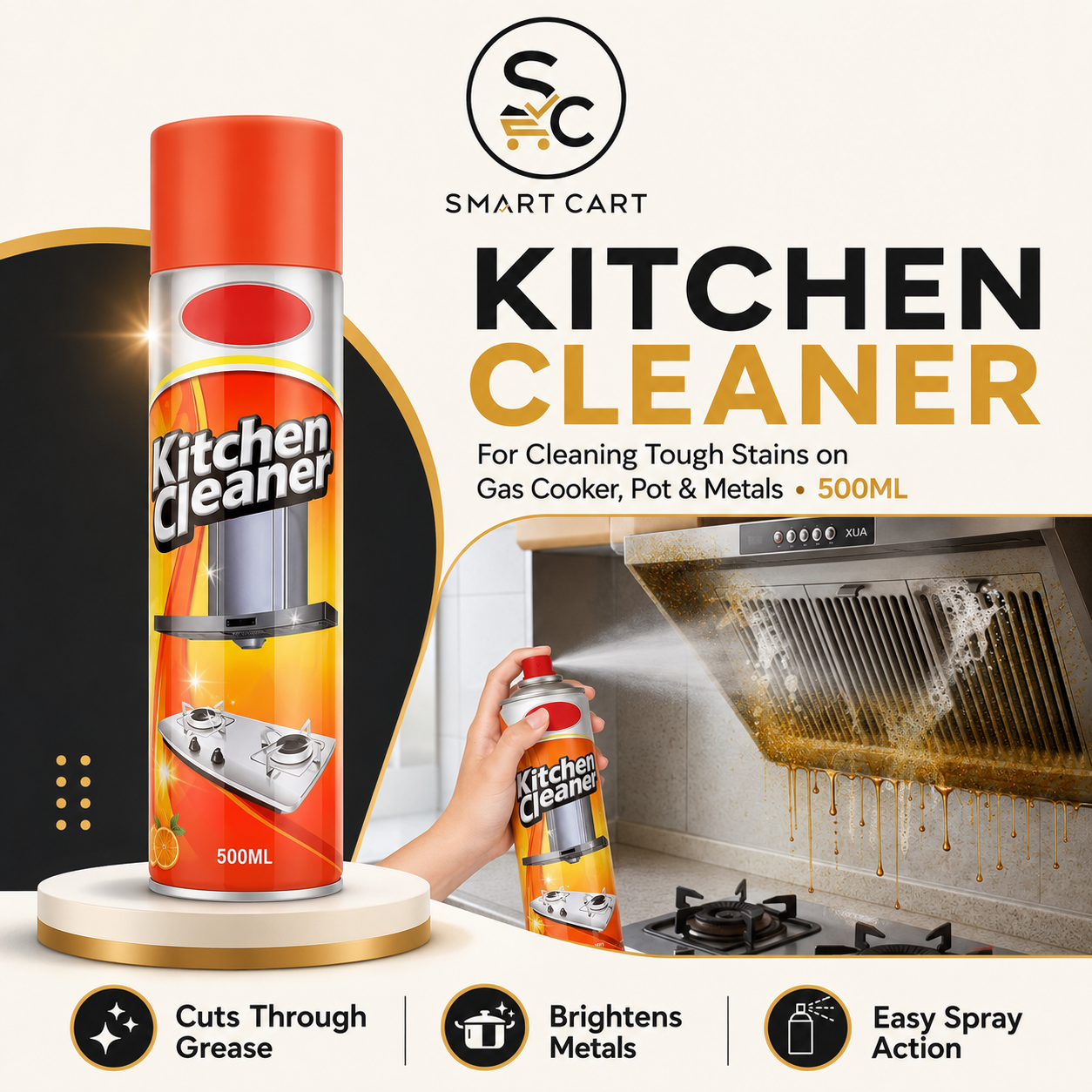 KITCHEN CLEANER(For cleaning tough stain on gas cooker,Pot& Metals 500ml