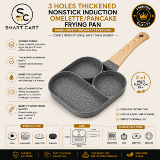 3 HOLES THICKENED NONSTICK INDUCTION OMELETTE/PANCAKE FRYING PAN