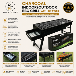 CHARCOAL INDOOR/OUTDOOR BBQ GRILL WITH DRAWER