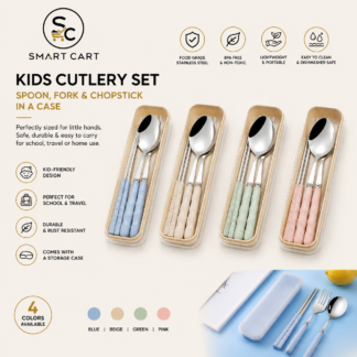 KIDS CUTLERY SPOON,FORK WITH CHOPSTICK IN A CASE
