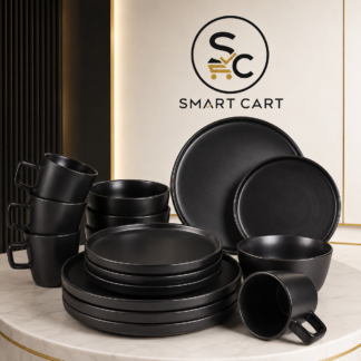 16pc Luxury Ceramic Stoneware Dinner Set (Black)