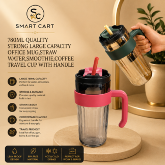 780ML QUALITY STRONG LARGE CAPACITY OFFICE MUG,STRAW WATER,SMOOTHIE,COFFEE TRAVEL CUP WITH HANDLE