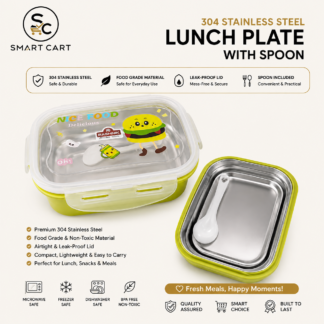 304 STAINLESS STEEL LUNCH PLATE WITH SPOON