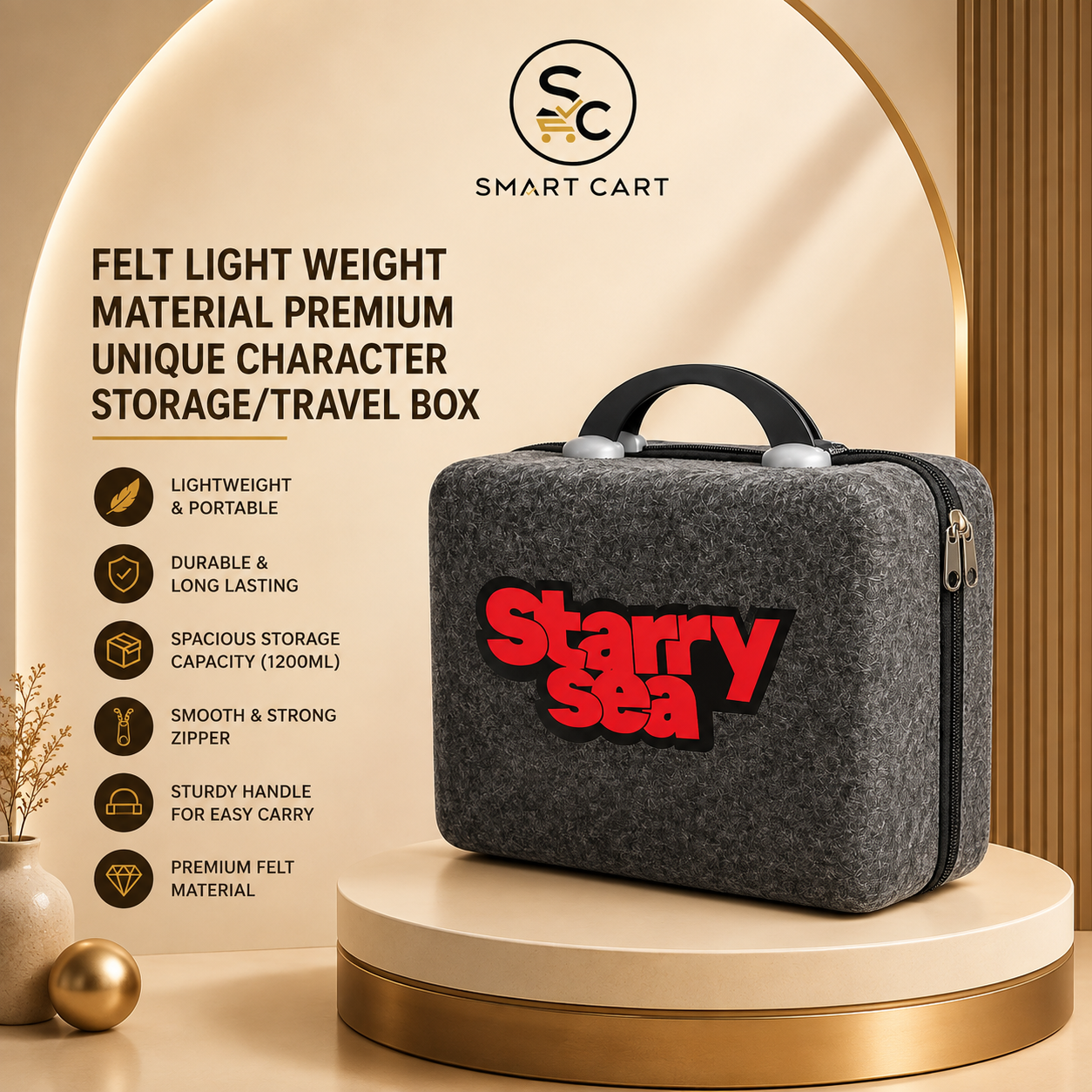 FELT LIGHT WEIGHT MATERIAL PREMIUM UNIQUE CHARACTER STORAGE/TRAVEL BOX