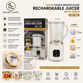 1000ML DOUBLE SEPARATE BLADE RECHARGEABLE JUICER WITH TIMER(Ice crusher,Juicer,Garlic,Wash)HP-198