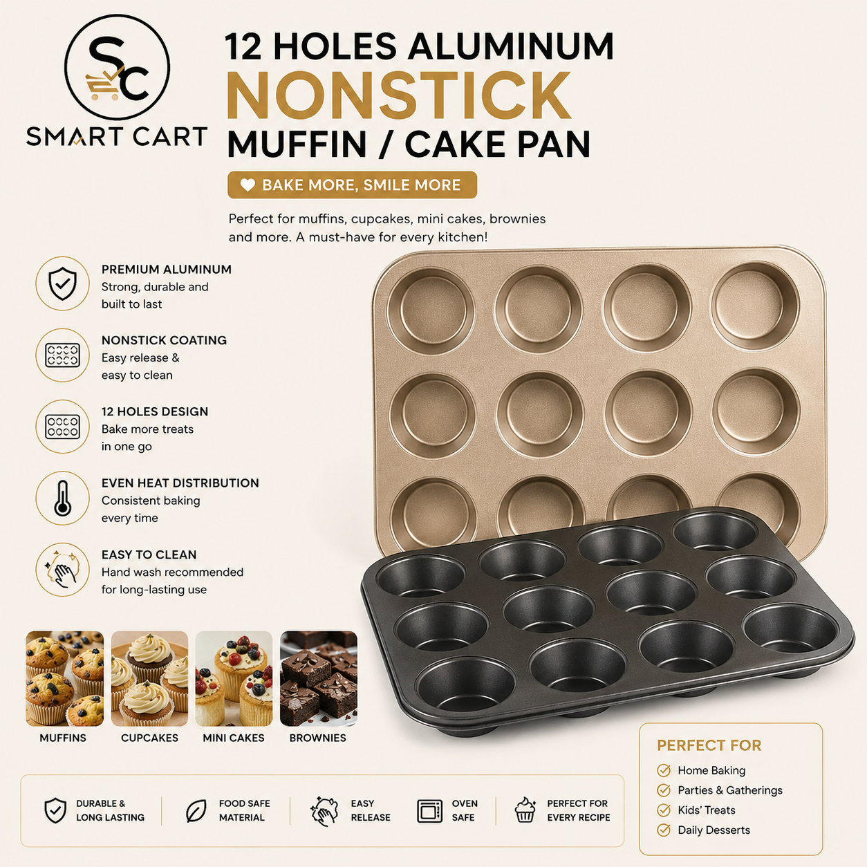 12 HOLES ALUMINUM NONSTICK MUFFIN/CAKE PAN