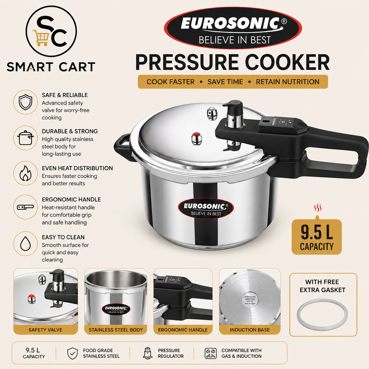 9.5L Pressure pot (with extra gasket)