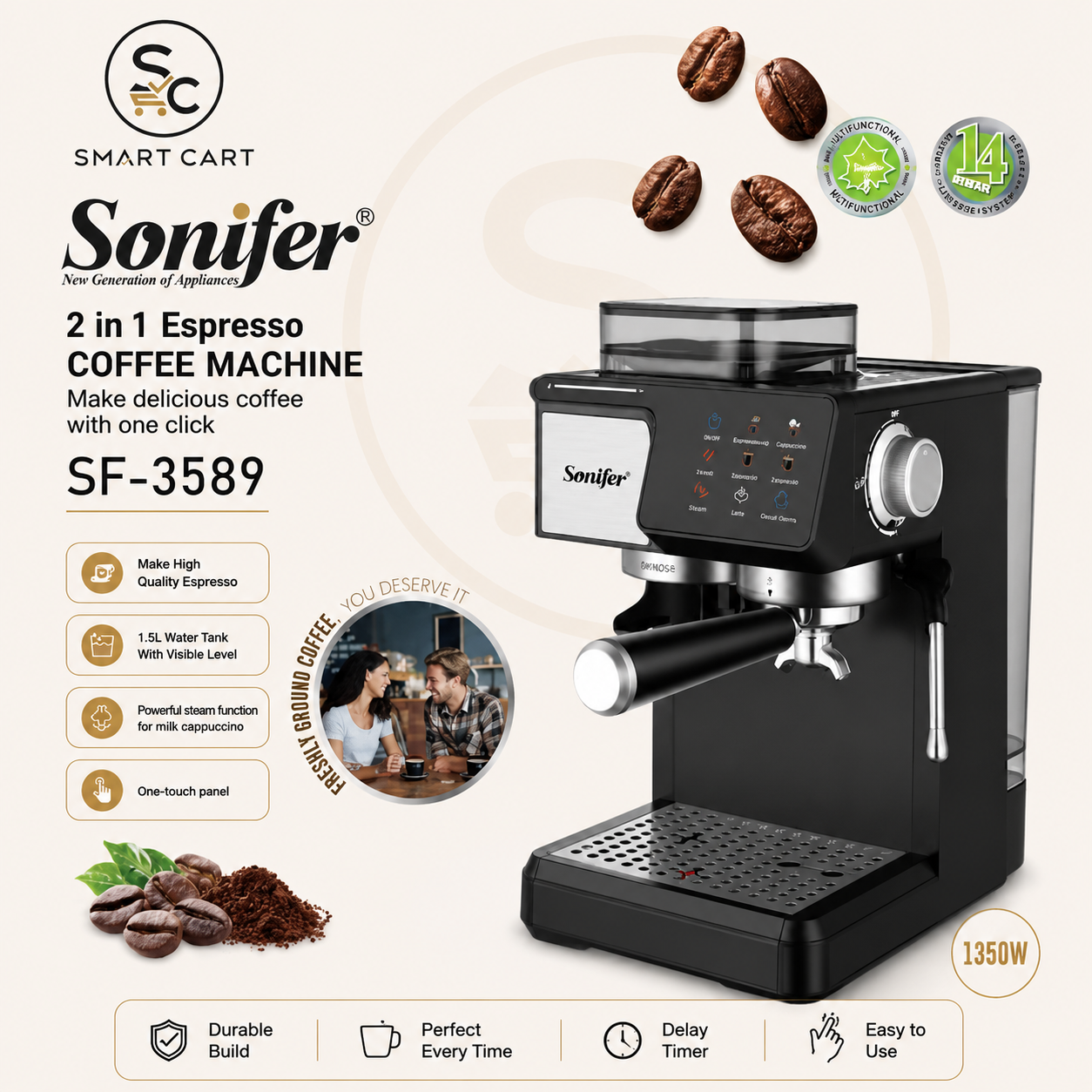 Sonifer 2 in 1 Espresso Coffee machine