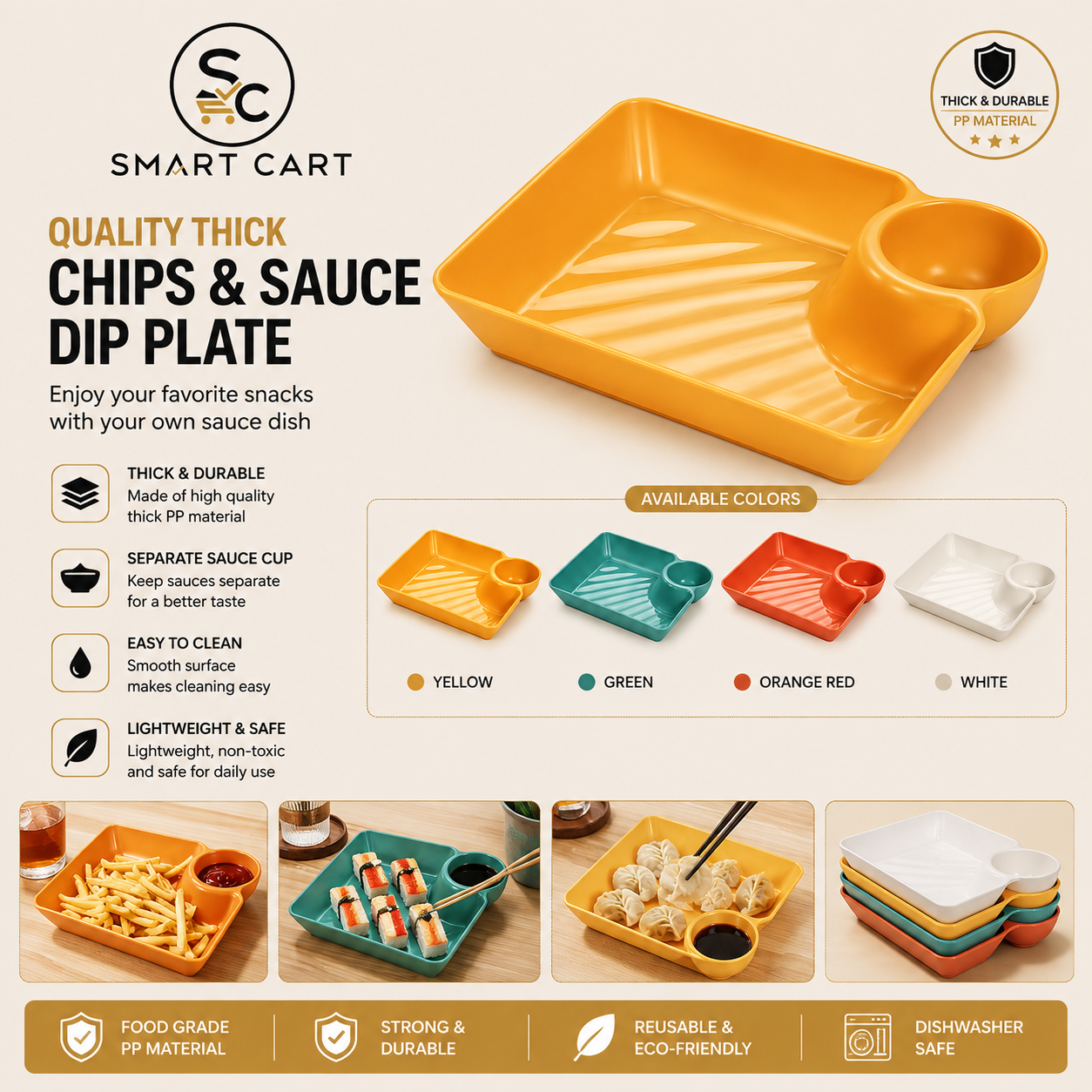 QUALITY THICK CHIPS AND SAUCE DIP PLATE