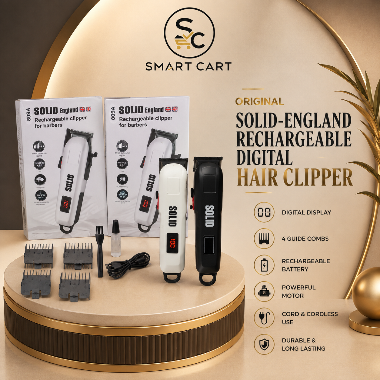 ORIGINAL SOLID-ENGLAND RECHARGEABLE DIGITAL HAIR CLIPPER(Barber standards) Works like KIKI CLIPPER