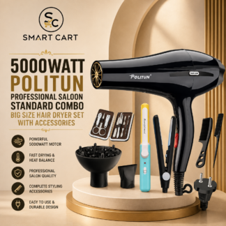 5000WATT POLITUN PROFESSIONAL SALOON STANDARD COMBO BIG SIZE HAIR DRYER SET WITH ACCESSORIES