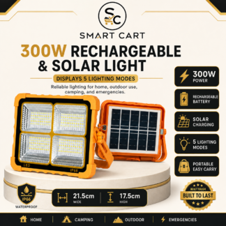 300WATT RECHARGEABLE AND SOLAR LIGHT(Displays 5 lighting mode)