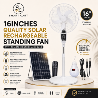 16INCHES QUALITY SOLAR RECHARGEABLE STANDING FAN WITH REMOTE CONTROL AND BULB