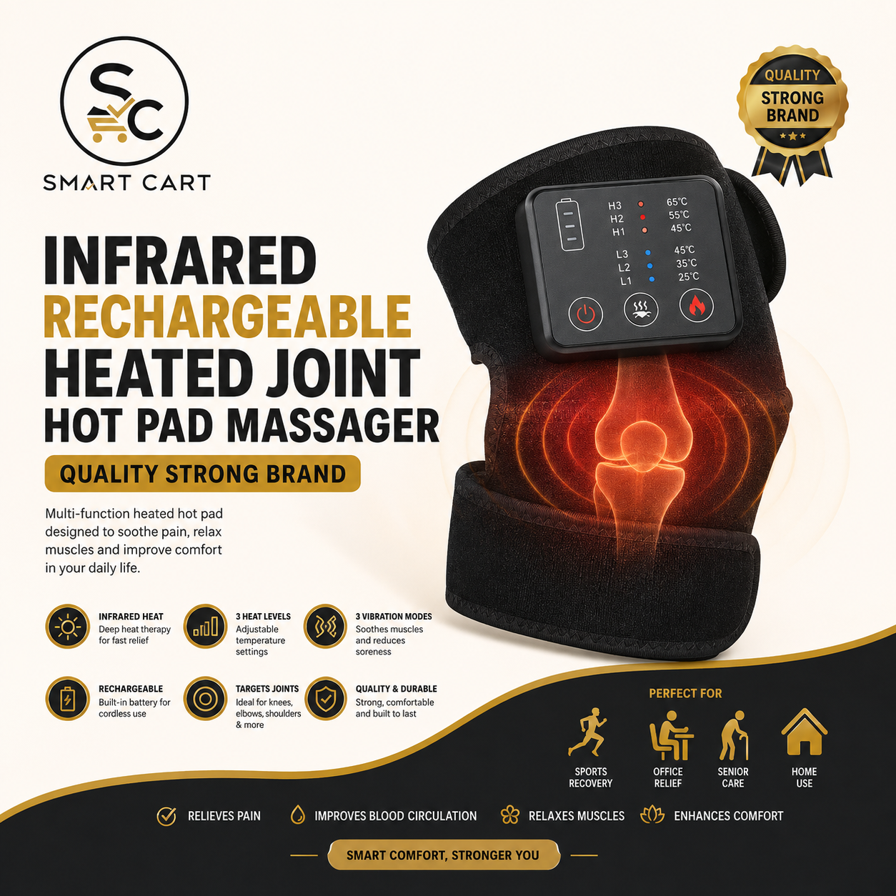 INFRARED RECHARGEABLE HESTED JOINT HOT PAD MASSAGER(QUALITY STRONG BRAND)