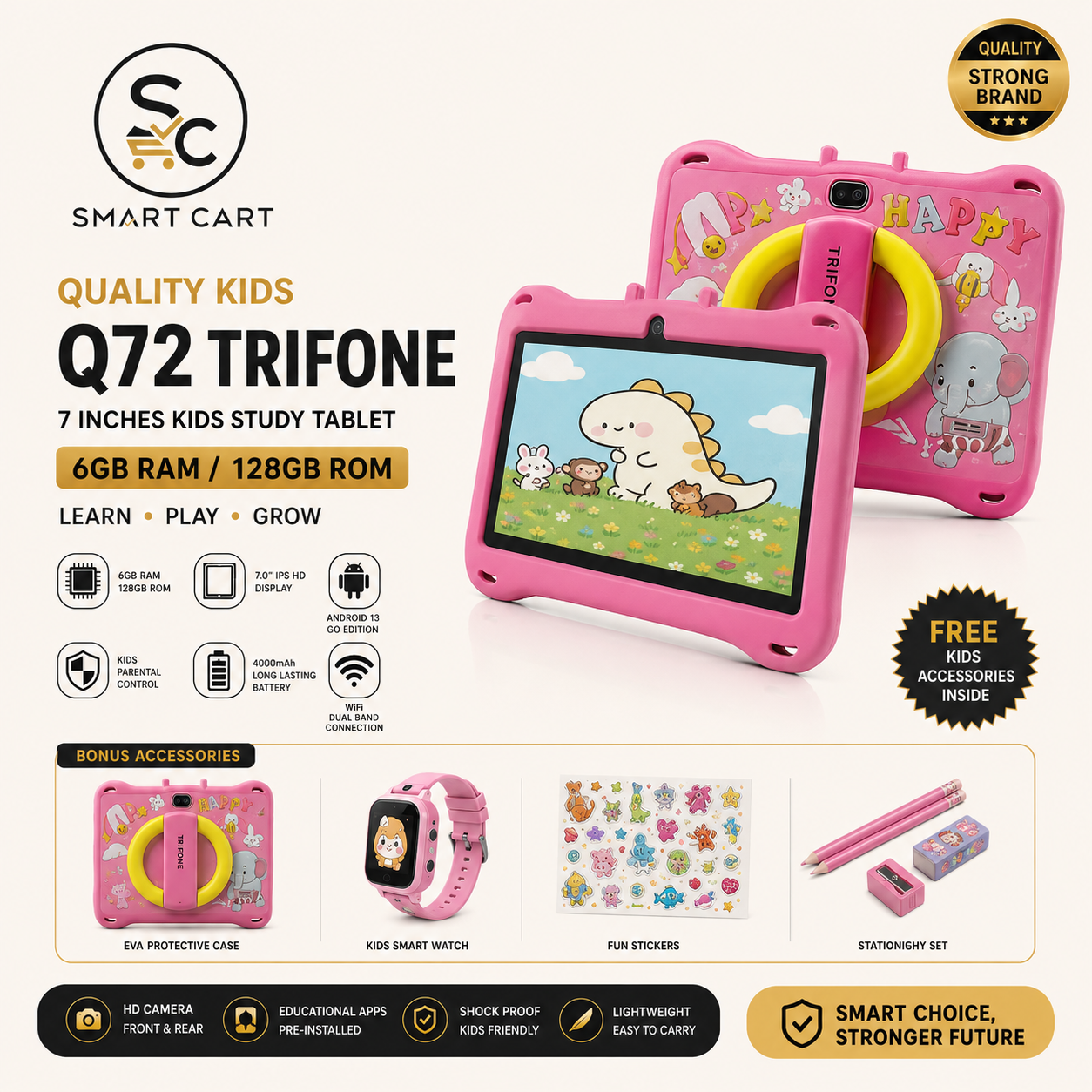 QUALITY KIDS Q72 TRIFONE 7INCHES 6GB RAM/128GB ROM TABLET