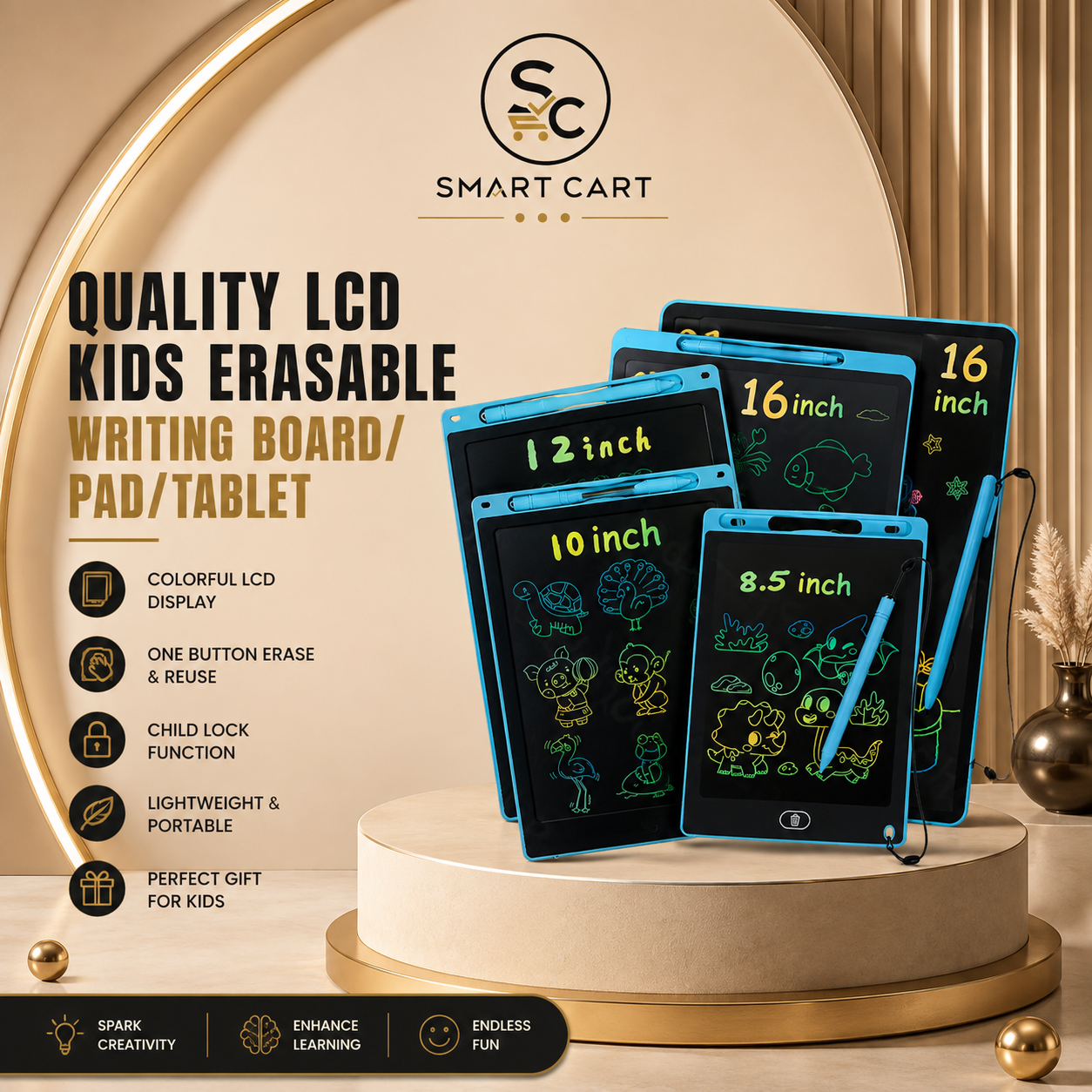 QUALITY LCD KIDS ERASABLE WRITING BOARD/PAD/TABLET