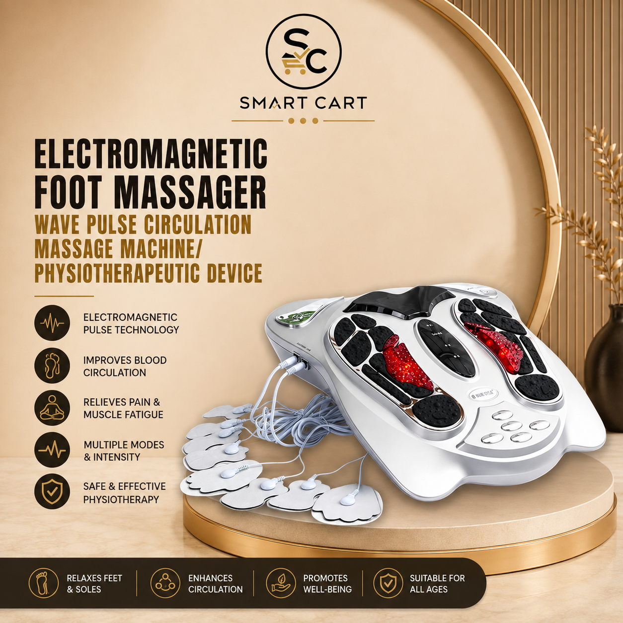 ELECTROMAGNETIC FOOT MASSAGER WAVE PULSE CIRCULATION MASSAGE MACHINE/PHYSIOTHERAPEUTIC DEVICE