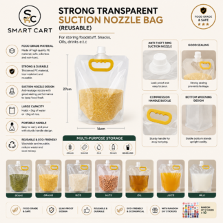 STRONG TRANSPARENT SUNCTION NOZZLE BAG(REUSABLE)
