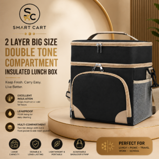 2 LAYER BIG SIZE DOUBLE TONE COMPARTMENT INSULATED LUNCH BOX