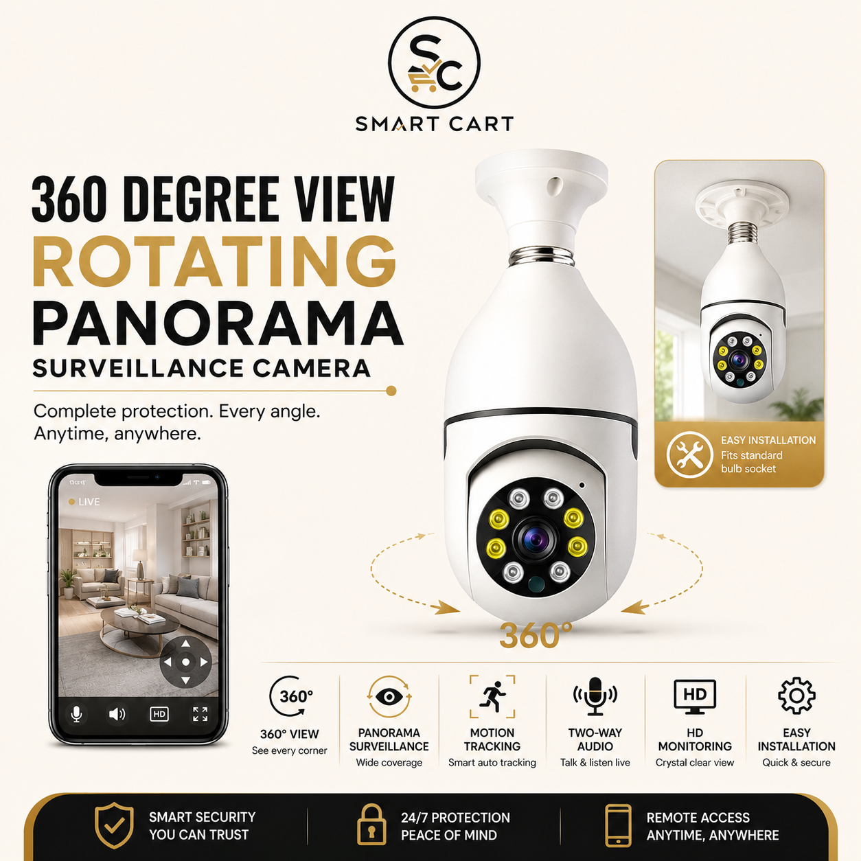 360 DEGREE VIEW ROTATING PANORAMA SURVEILLANCE CAMERA