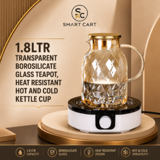 1.8LTR TRANSPARENT BOROSILICATE GLASS TEAPOT,HEAT RESISTANT HOT AND COLD KETTLE CUP