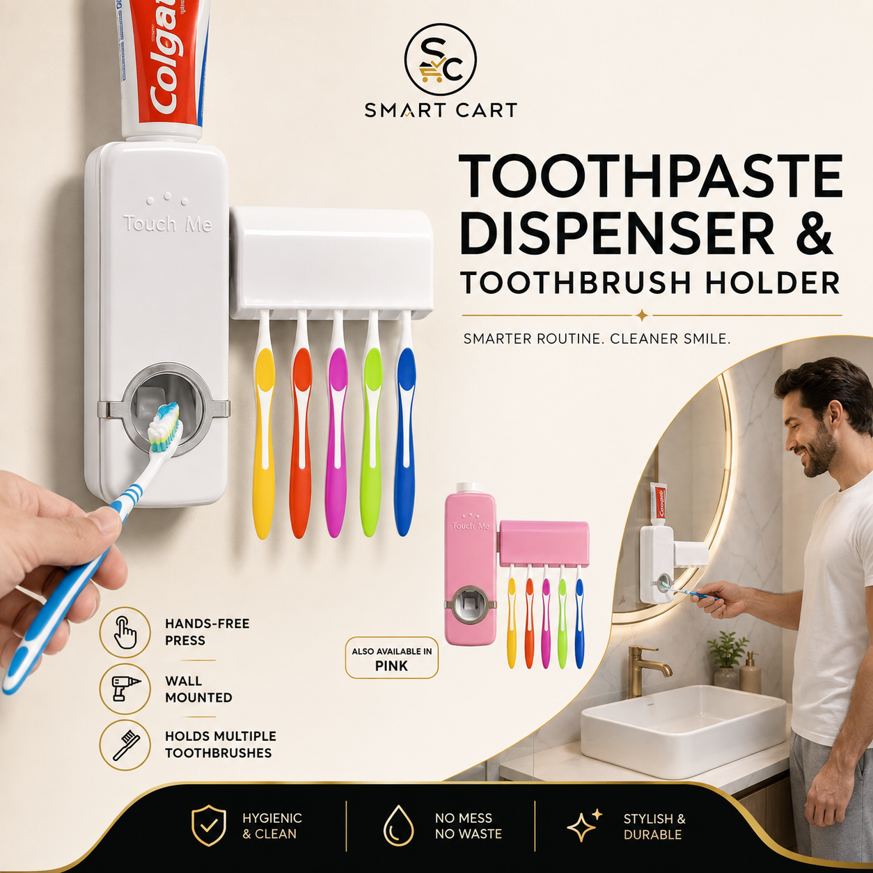TOOTHPASTE DISPENSER AND TOOTHBRUSH HOLDER