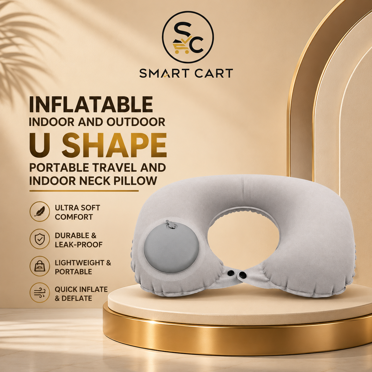 INFLATABLE INDOOR AND OUTDOOR U SHAPE PORTABLE TRAVEL N INDOOR NECK PILLOW